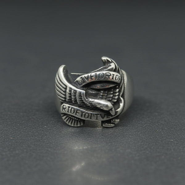 Royal Series - EAGLE FREEDOM RIDER - Pure Stainless Steel Men’s Steel-Plated Ring – Statement Luxury Jewelry (Size :16-18-19-20-21-25-27-28-29-31)
