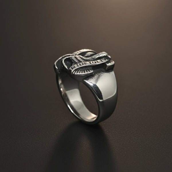 Royal Series - EAGLE FREEDOM RIDER - Pure Stainless Steel Men’s Steel-Plated Ring – Statement Luxury Jewelry (Size :16-18-19-20-21-25-27-28-29-31)