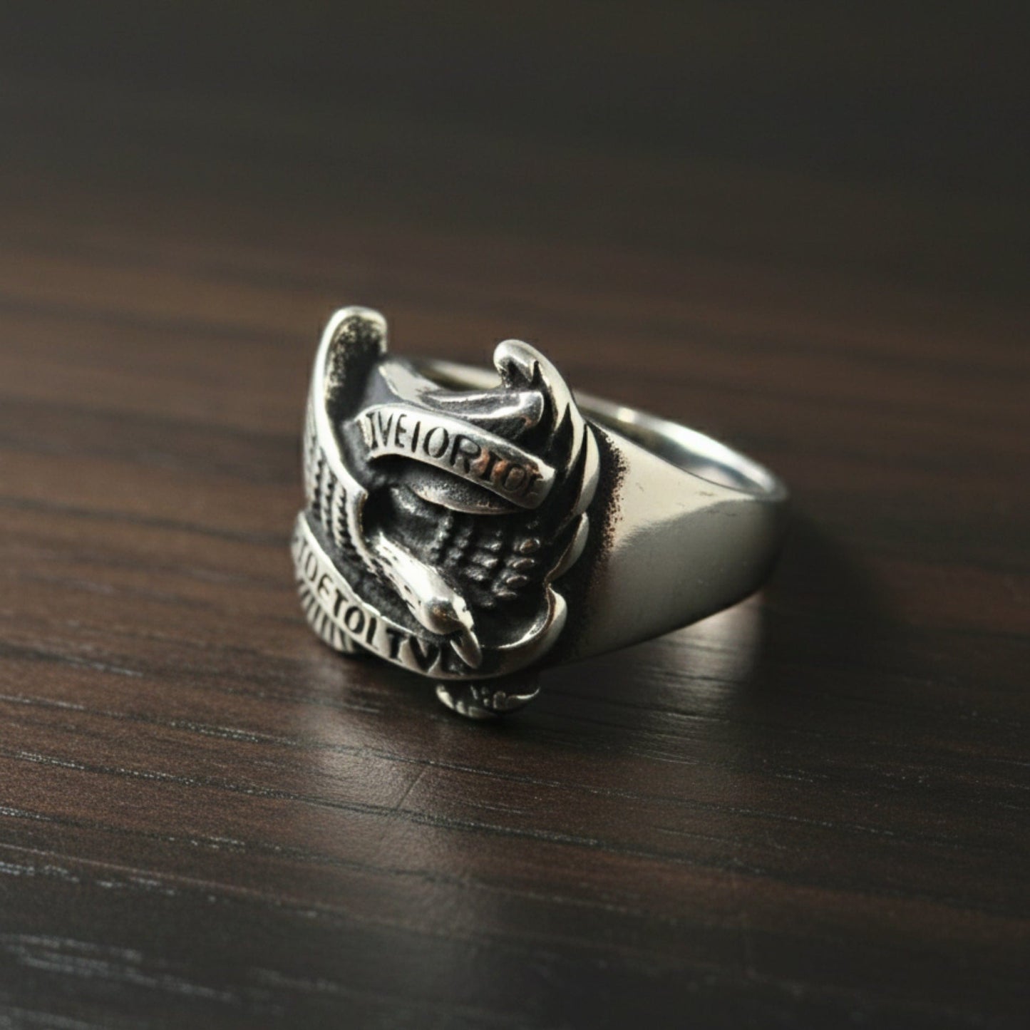 THE MEN THING Rings Royal Series - EAGLE FREEDOM RIDER - Pure Stainless Steel Men’s Steel-Plated Ring – Statement Luxury Jewelry (Size :16-18-19-20-21-25-27-28-29-31)