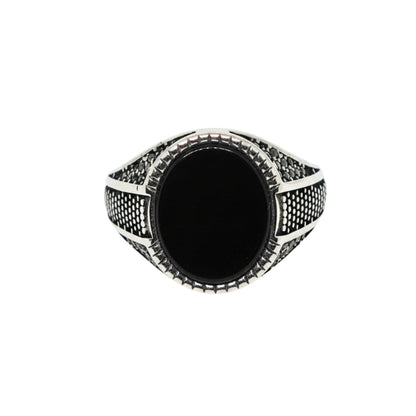 THE MEN THING Rings Royal Series - EBON GUARD RING - Pure Stainless Steel Men’s Steel-Plated Ring – Statement Luxury Jewelry (Size : 16-22-24-26-27)