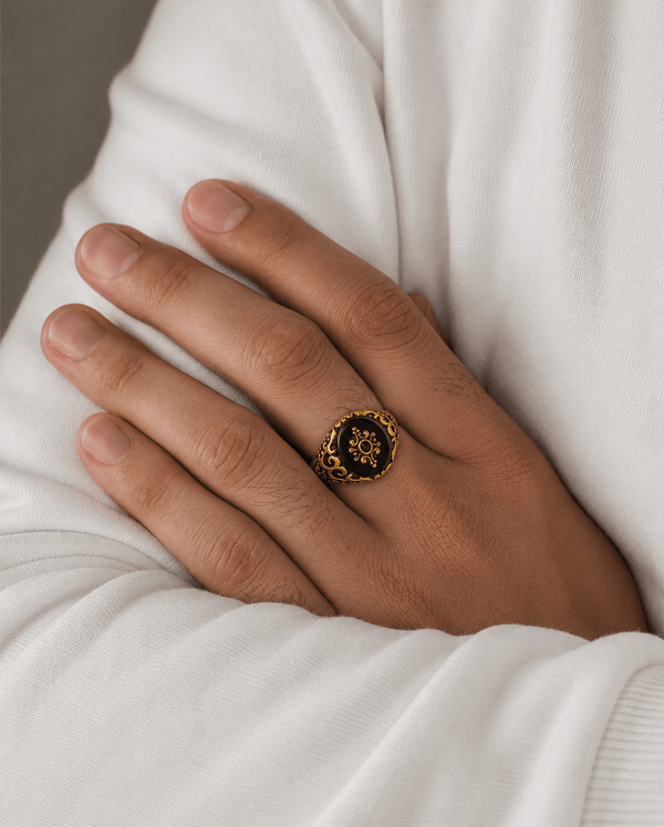 Royal Series - ETERNAL CREST RING - Pure Stainless Steel Men’s Gold-Plated Ring – Statement Luxury Jewelry (Size : 16-21-22-25-26-27)
