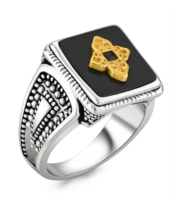 Royal Series - Eternal Enigma RING - Pure Stainless Steel Men’s Silver-Plated Ring – Statement Luxury Jewelry (Size : 17-22-24-26)