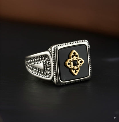 THE MEN THING Rings Royal Series - Eternal Enigma RING - Pure Stainless Steel Men’s Silver-Plated Ring – Statement Luxury Jewelry (Size : 17-22-24-26)