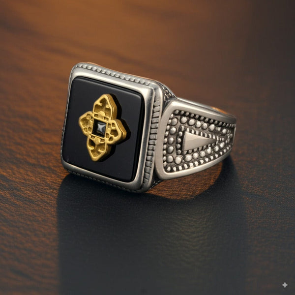 Royal Series - Eternal Enigma RING - Pure Stainless Steel Men’s Silver-Plated Ring – Statement Luxury Jewelry (Size : 17-22-24-26)