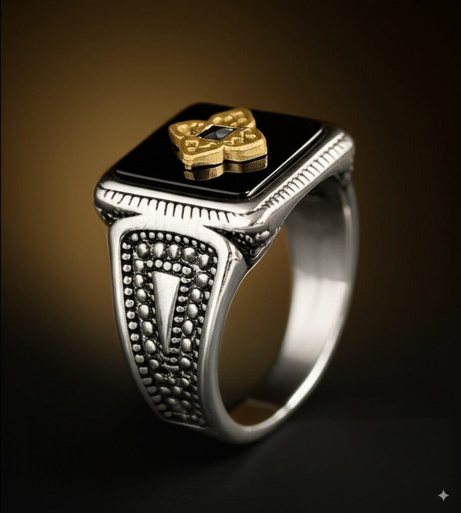 THE MEN THING Rings Royal Series - Eternal Enigma RING - Pure Stainless Steel Men’s Silver-Plated Ring – Statement Luxury Jewelry (Size : 17-22-24-26)