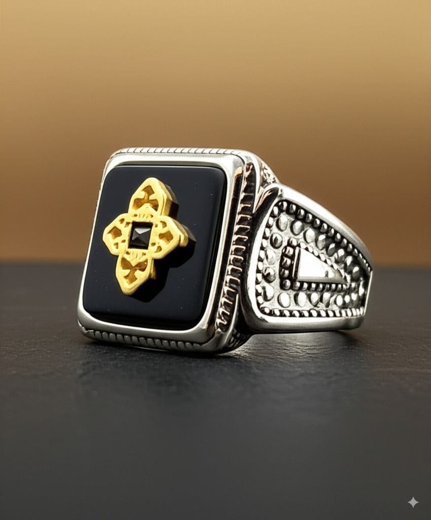 THE MEN THING Rings Royal Series - Eternal Enigma RING - Pure Stainless Steel Men’s Silver-Plated Ring – Statement Luxury Jewelry (Size : 17-22-24-26)