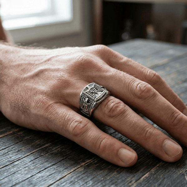 Royal Series - FALCRON SHIELD RING - Pure Stainless Steel Men’s Steel-Plated Ring – Statement Luxury Jewelry (Size : 17-19-21-24-26)