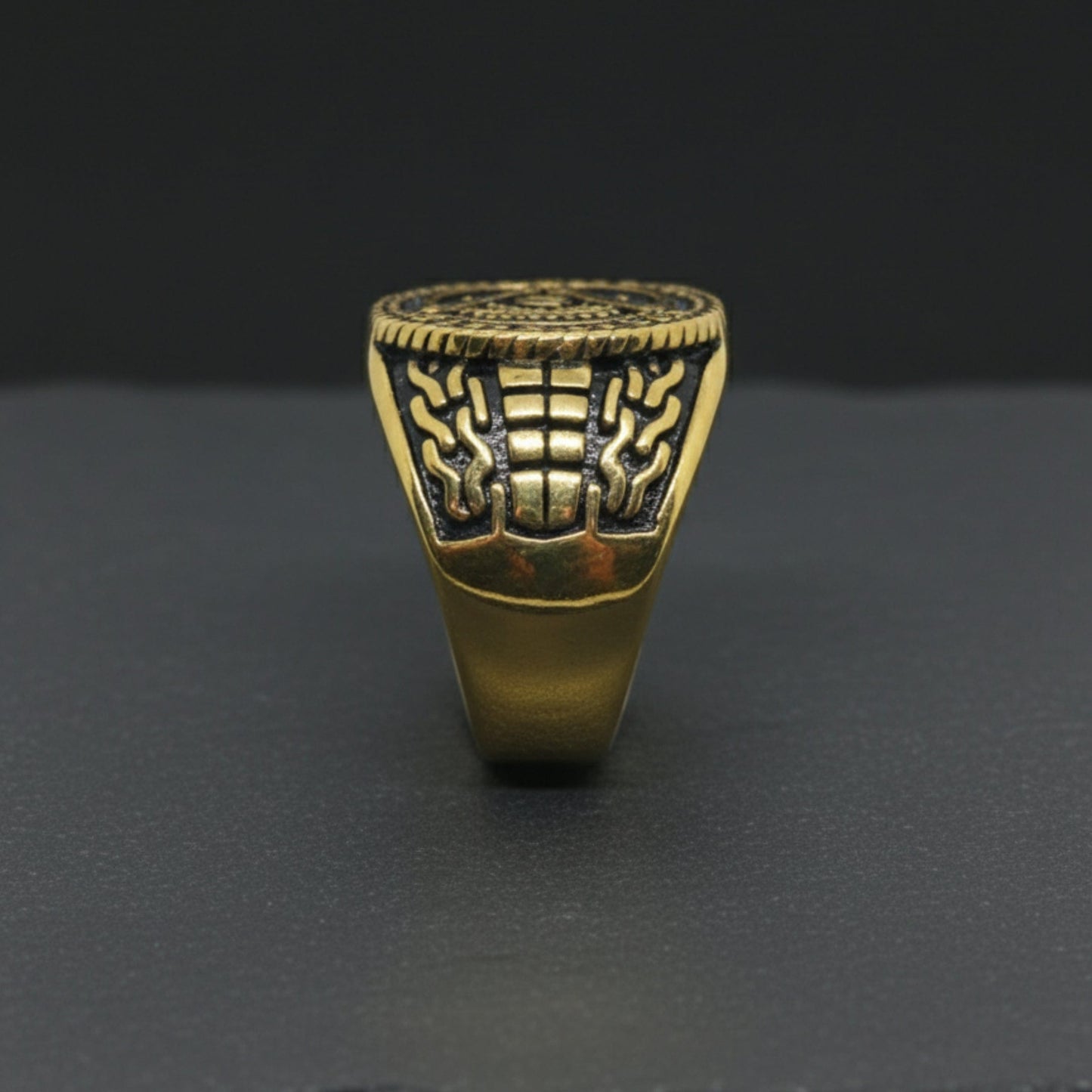 THE MEN THING Rings Royal Series - FREEMASON LEGACY RING - Pure Stainless Steel Men’s Gold-Plated Ring – Statement Luxury Jewelry (Size :17-19-22-24-25-29)