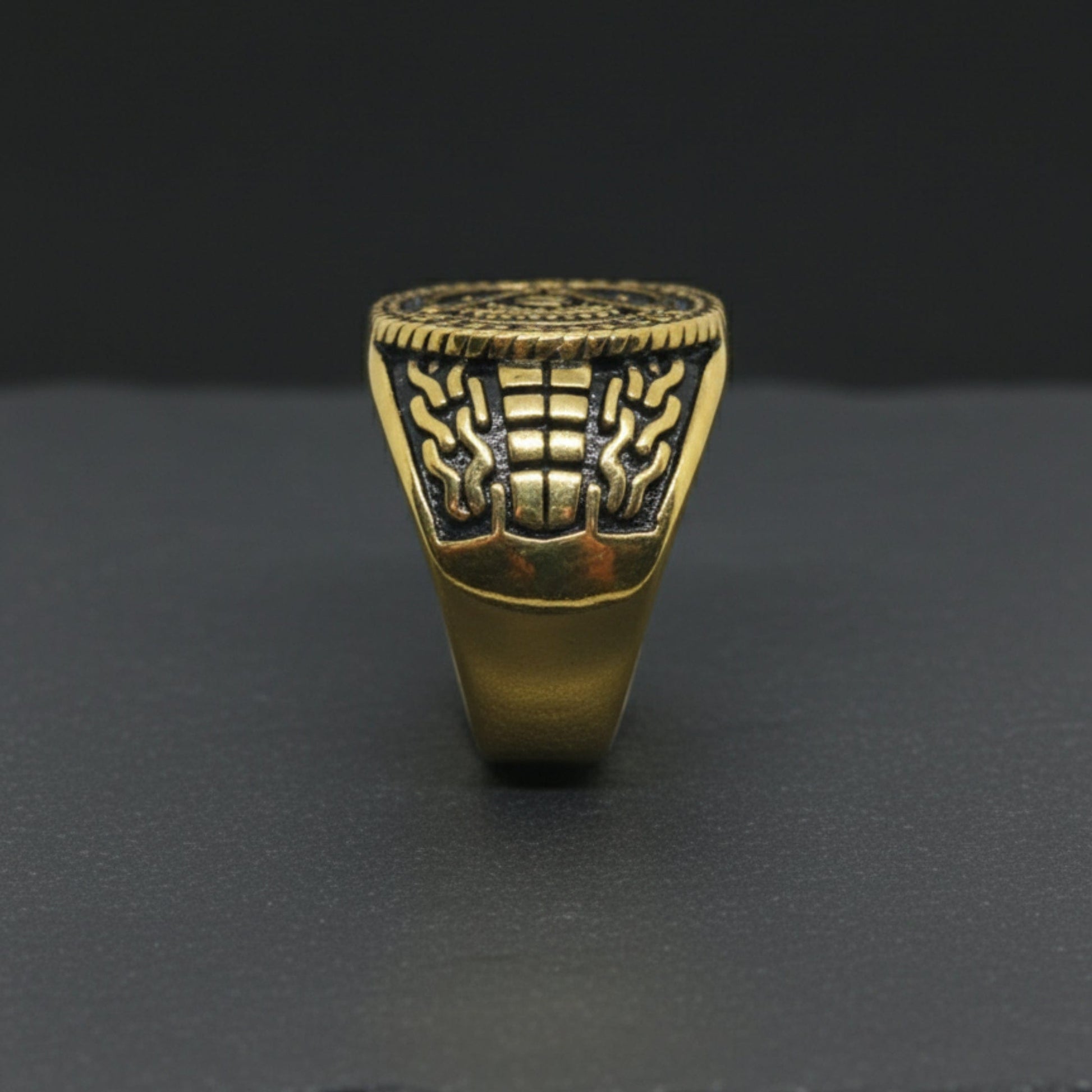 THE MEN THING Rings Royal Series - FREEMASON LEGACY RING - Pure Stainless Steel Men’s Gold-Plated Ring – Statement Luxury Jewelry (Size :17-19-22-24-25-29)