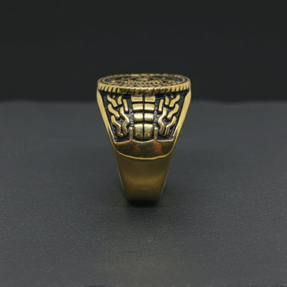 THE MEN THING Rings Royal Series - FREEMASON LEGACY RING - Pure Stainless Steel Men’s Gold-Plated Ring – Statement Luxury Jewelry (Size :17-19-22-24-25-29)