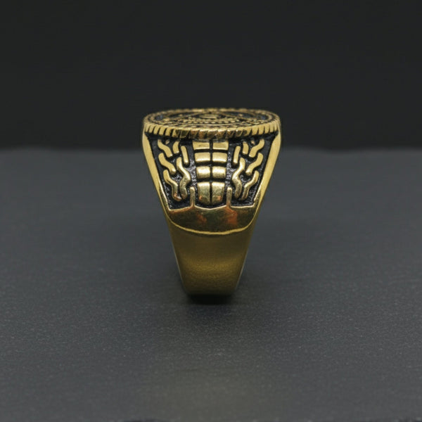 Royal Series - FREEMASON LEGACY RING - Pure Stainless Steel Men’s Gold-Plated Ring – Statement Luxury Jewelry (Size :17-19-22-24-25-29)
