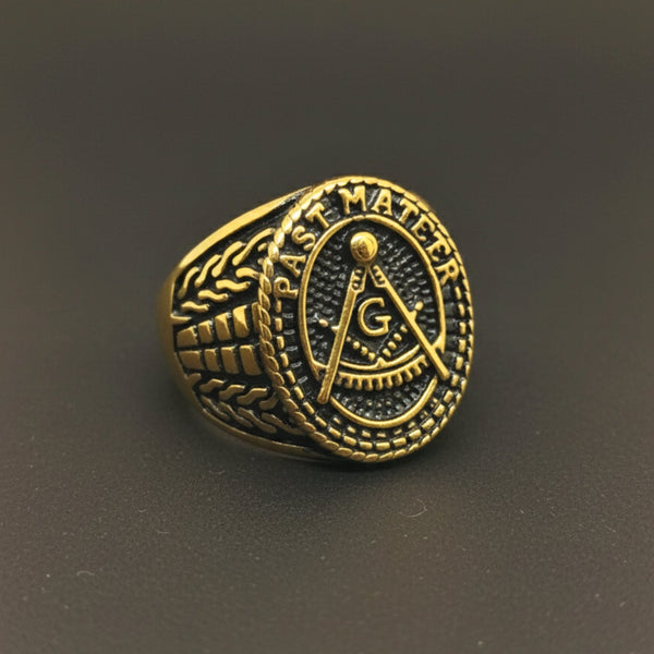 Royal Series - FREEMASON LEGACY RING - Pure Stainless Steel Men’s Gold-Plated Ring – Statement Luxury Jewelry (Size :17-19-22-24-25-29)