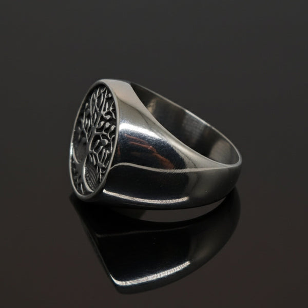 Royal Series - GENESIS TREE RING - Pure Stainless Steel Men’s Steel-Plated Ring – Statement Luxury Jewelry (Size : 16-19-21-22-24-26-29-31-32)
