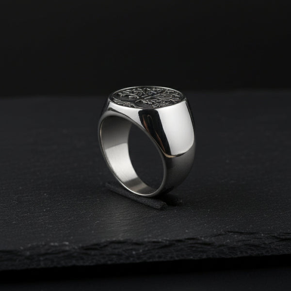 Royal Series - GENESIS TREE RING - Pure Stainless Steel Men’s Steel-Plated Ring – Statement Luxury Jewelry (Size : 16-19-21-22-24-26-29-31-32)