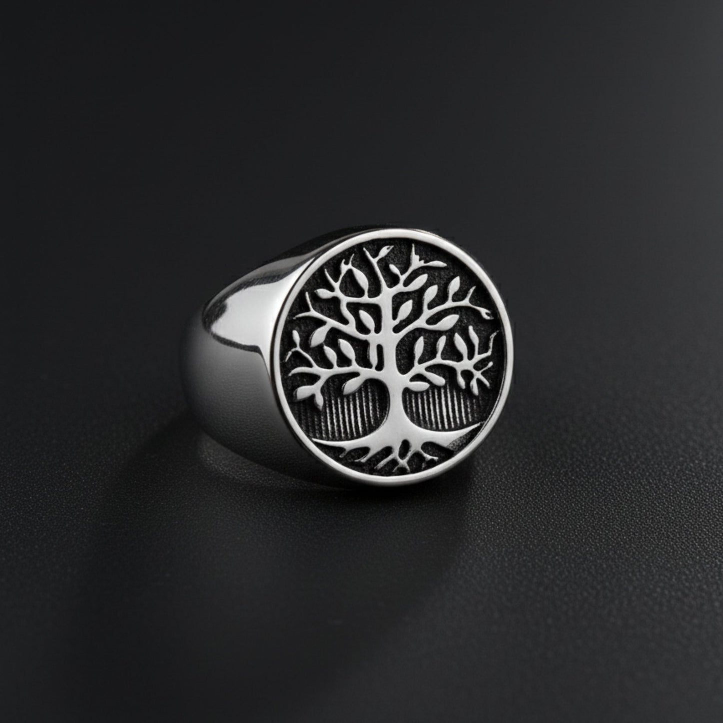 THE MEN THING Rings Royal Series - GENESIS TREE RING - Pure Stainless Steel Men’s Steel-Plated Ring – Statement Luxury Jewelry (Size : 16-19-21-22-24-26-29-31-32)