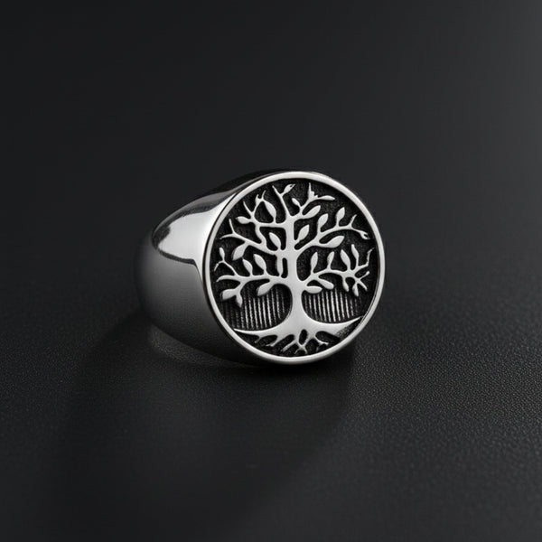 Royal Series - GENESIS TREE RING - Pure Stainless Steel Men’s Steel-Plated Ring – Statement Luxury Jewelry (Size : 16-19-21-22-24-26-29-31-32)