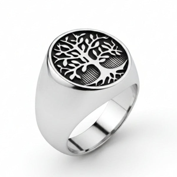 Royal Series - GENESIS TREE RING - Pure Stainless Steel Men’s Steel-Plated Ring – Statement Luxury Jewelry (Size : 16-19-21-22-24-26-29-31-32)