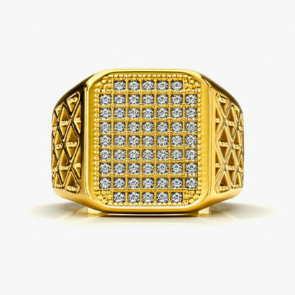 THE MEN THING Rings Royal Series - GILDANE RING - Pure Stainless Steel Men’s Gold-Plated Ring – Statement Luxury Jewelry (Size : 16-17-19-22-23-25-27)