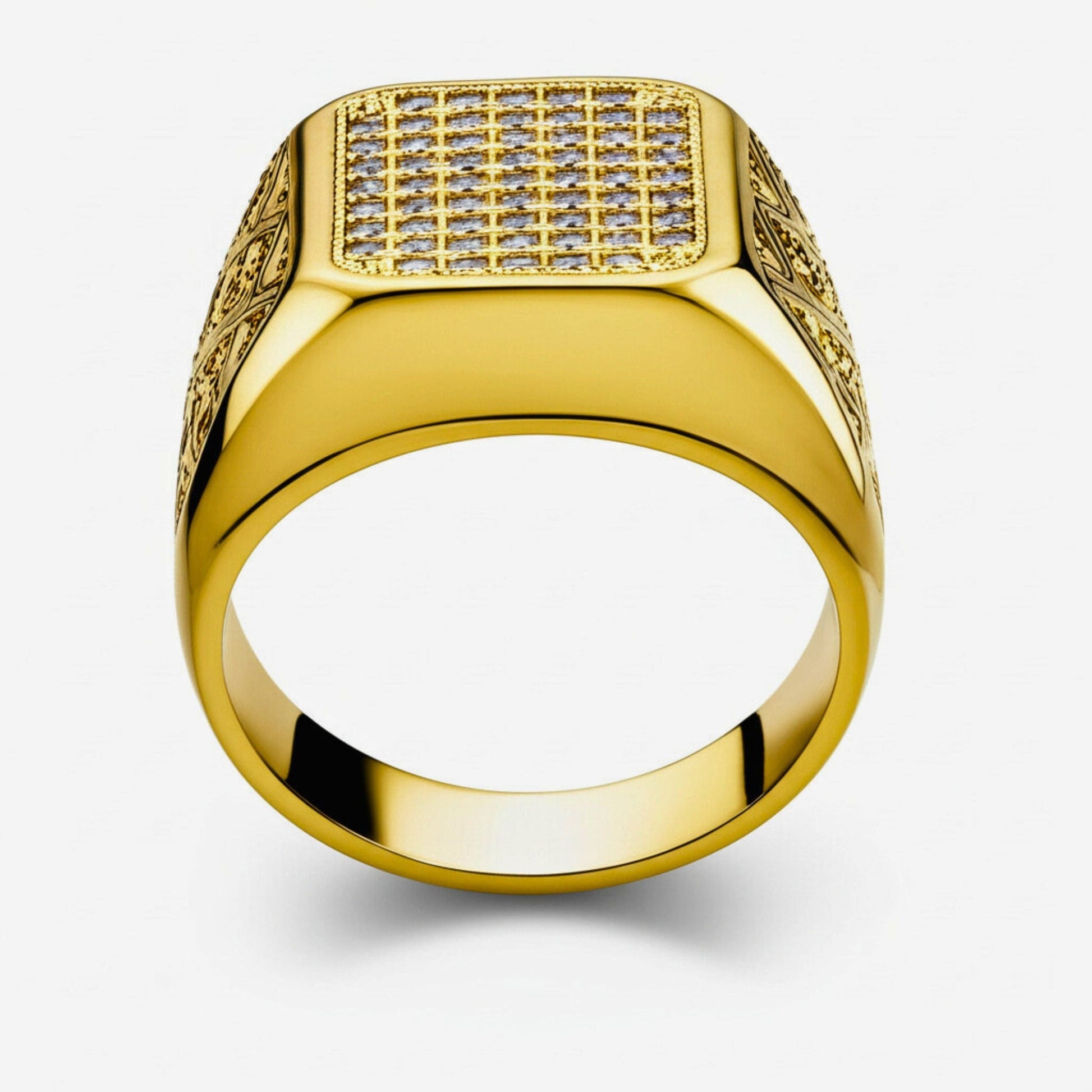THE MEN THING Rings Royal Series - GILDANE RING - Pure Stainless Steel Men’s Gold-Plated Ring – Statement Luxury Jewelry (Size : 16-17-19-22-23-25-27)
