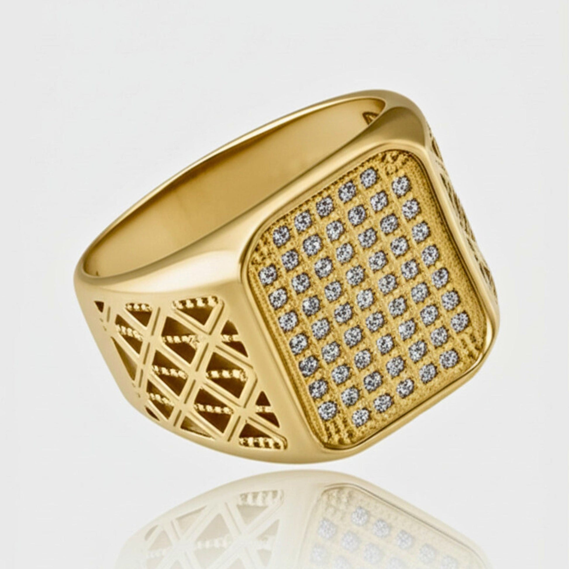 THE MEN THING Rings Royal Series - GILDANE RING - Pure Stainless Steel Men’s Gold-Plated Ring – Statement Luxury Jewelry (Size : 16-17-19-22-23-25-27)