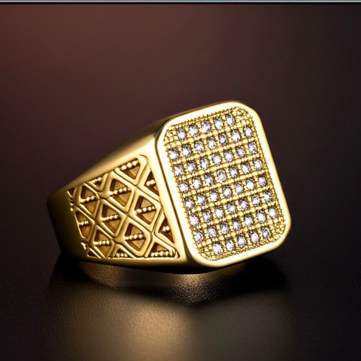 THE MEN THING Rings Royal Series - GILDANE RING - Pure Stainless Steel Men’s Gold-Plated Ring – Statement Luxury Jewelry (Size : 16-17-19-22-23-25-27)