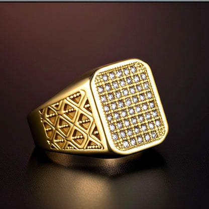 THE MEN THING Rings Royal Series - GILDANE RING - Pure Stainless Steel Men’s Gold-Plated Ring – Statement Luxury Jewelry (Size : 16-17-19-22-23-25-27)