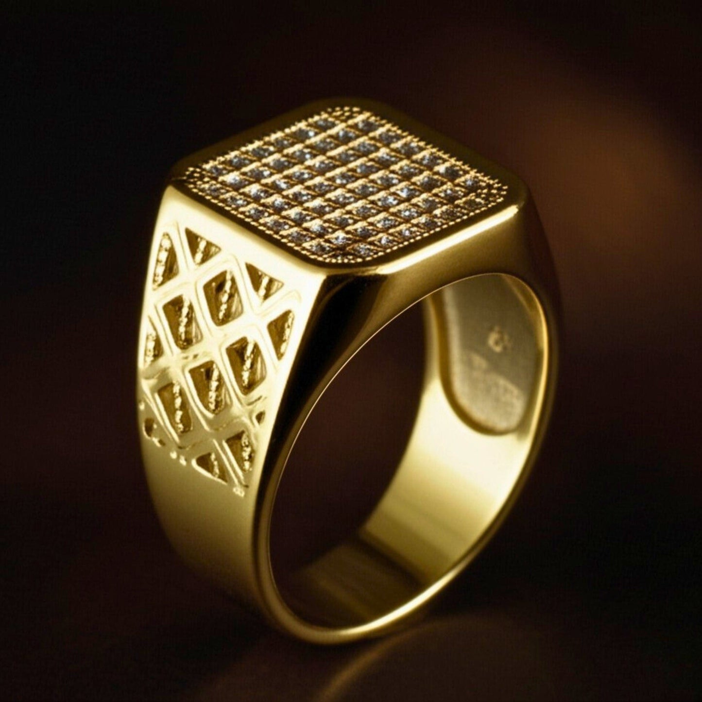 THE MEN THING Rings Royal Series - GILDANE RING - Pure Stainless Steel Men’s Gold-Plated Ring – Statement Luxury Jewelry (Size : 16-17-19-22-23-25-27)