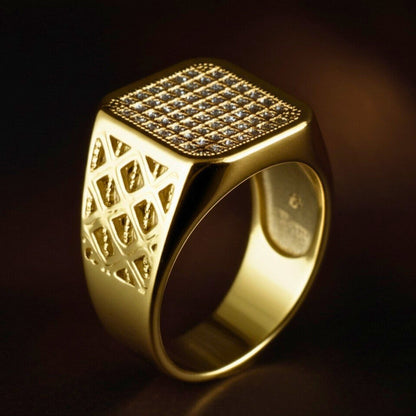 THE MEN THING Rings Royal Series - GILDANE RING - Pure Stainless Steel Men’s Gold-Plated Ring – Statement Luxury Jewelry (Size : 16-17-19-22-23-25-27)