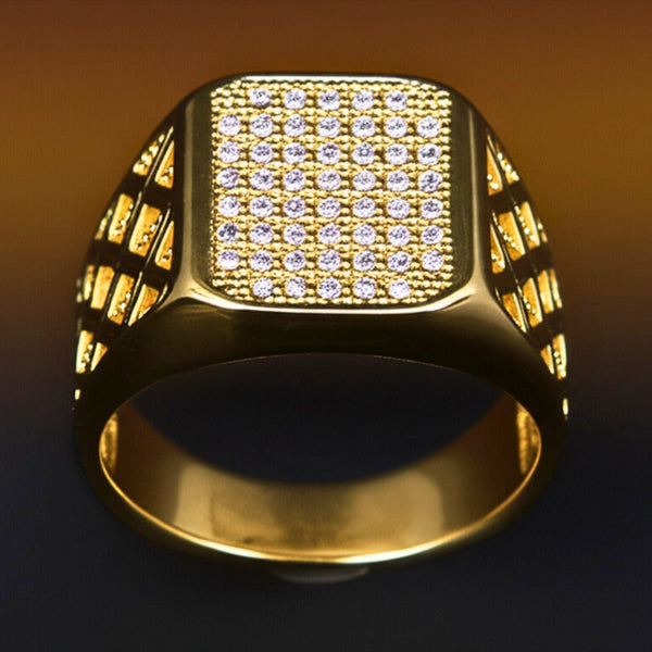 Royal Series - GILDANE RING - Pure Stainless Steel Men’s Gold-Plated Ring – Statement Luxury Jewelry (Size : 16-17-19-22-23-25-27)
