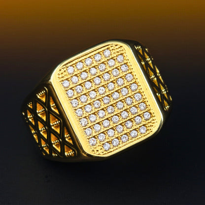 THE MEN THING Rings Royal Series - GILDANE RING - Pure Stainless Steel Men’s Gold-Plated Ring – Statement Luxury Jewelry (Size : 16-17-19-22-23-25-27)