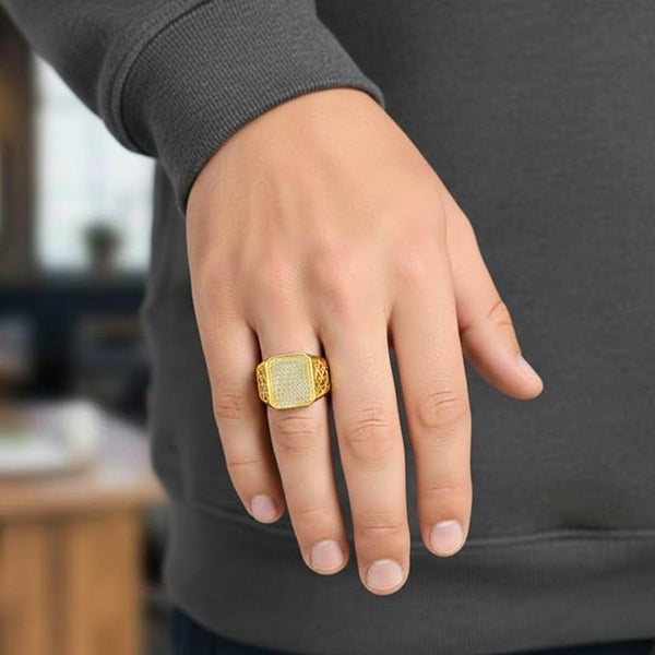 Royal Series - GILDANE RING - Pure Stainless Steel Men’s Gold-Plated Ring – Statement Luxury Jewelry (Size : 16-17-19-22-23-25-27)
