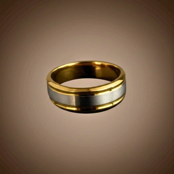 Royal Series - GILDED CORE RING - Pure Stainless Steel Men’s Gold-Steel-Plated Ring – Statement Luxury Jewelry (Size : 17-19-22-25-27)