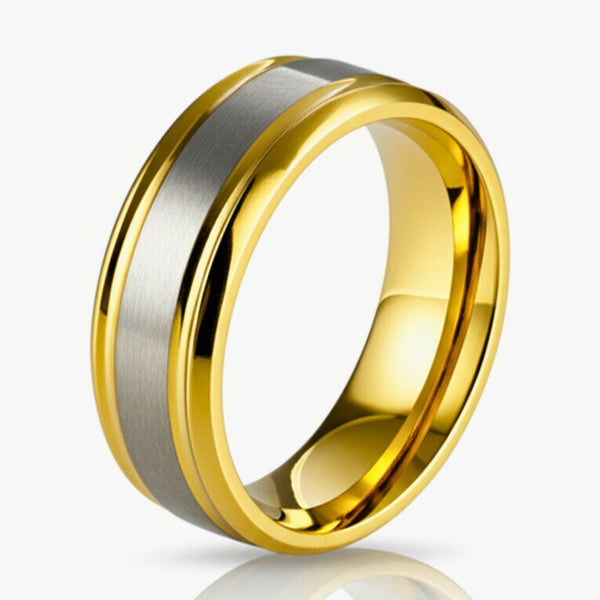 Royal Series - GILDED CORE RING - Pure Stainless Steel Men’s Gold-Steel-Plated Ring – Statement Luxury Jewelry (Size : 17-19-22-25-27)