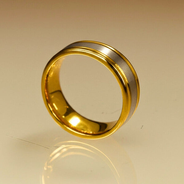 Royal Series - GILDED CORE RING - Pure Stainless Steel Men’s Gold-Steel-Plated Ring – Statement Luxury Jewelry (Size : 17-19-22-25-27)