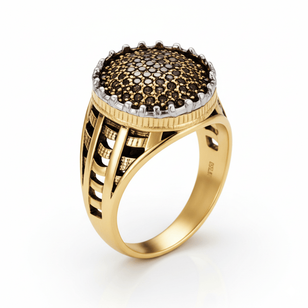 Royal Series - GOLD SPARK RING - Pure Stainless Steel Men’s Gold-Plated Ring – Statement Luxury Jewelry (Size : 18-22-27)