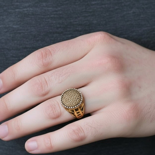 THE MEN THING Rings Royal Series - GOLD SPARK RING - Pure Stainless Steel Men’s Gold-Plated Ring – Statement Luxury Jewelry (Size : 18-22-27)