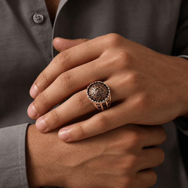 Royal Series - GOLD SPARK RING - Pure Stainless Steel Men’s Gold-Plated Ring – Statement Luxury Jewelry (Size : 18-22-27)