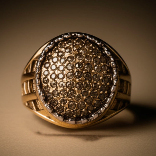 Royal Series - GOLD SPARK RING - Pure Stainless Steel Men’s Gold-Plated Ring – Statement Luxury Jewelry (Size : 18-22-27)