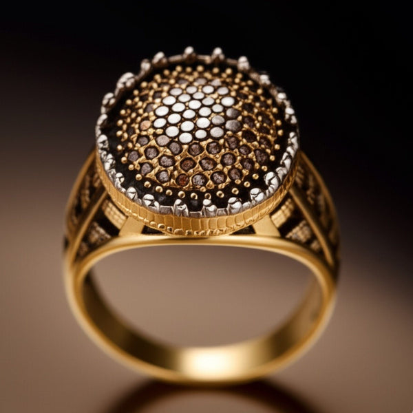 Royal Series - GOLD SPARK RING - Pure Stainless Steel Men’s Gold-Plated Ring – Statement Luxury Jewelry (Size : 18-22-27)