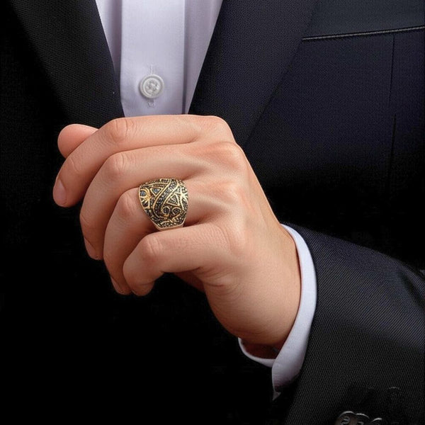 Royal Series - GOLDEN BASILISK RING - Pure Stainless Steel Men’s Steel-Plated Ring – Statement Luxury Jewelry (Size : 21-24)
