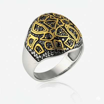 THE MEN THING Rings Royal Series - GOLDEN BASILISK RING - Pure Stainless Steel Men’s Steel-Plated Ring – Statement Luxury Jewelry (Size : 21-24)