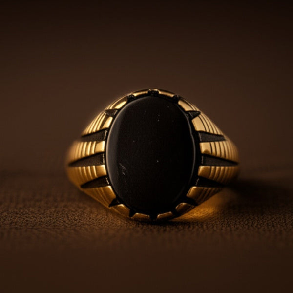 Royal Series - PRIME CREST RING - Pure Stainless Steel Men’s Gold-Plated Ring – Statement Luxury Jewelry (Size : 16-19-22-24-26)