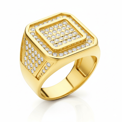 THE MEN THING Rings Royal Series - GOLDEN GLORY RING - Pure Stainless Steel Men’s Golden - Plated Ring – Statement Luxury Jewelry (Size : 16-18-26)