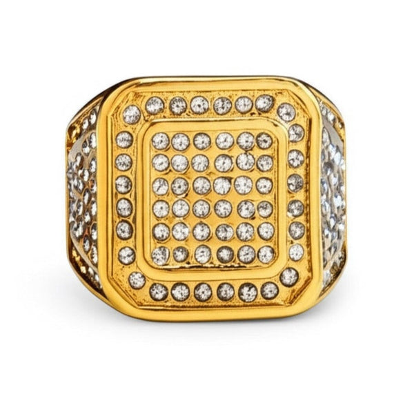 Royal Series - GOLDEN GLORY RING - Pure Stainless Steel Men’s Golden - Plated Ring – Statement Luxury Jewelry (Size : 16-18-26)