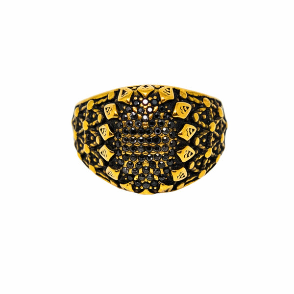Royal Series - GOLDEN HIVE RING - Pure Stainless Steel Men’s Gold-Plated Ring – Statement Luxury Jewelry (Size : 17-21-22-26-27)