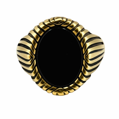 THE MEN THING Rings Royal Series - GOLDEN OBELISK RING - Pure Stainless Steel Men’s Gold-Plated Ring – Statement Luxury Jewelry (Size : 17-22-27)