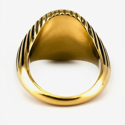THE MEN THING Rings Royal Series - GOLDEN OBELISK RING - Pure Stainless Steel Men’s Gold-Plated Ring – Statement Luxury Jewelry (Size : 17-22-27)