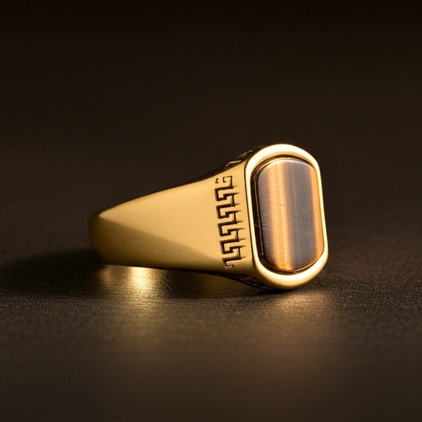 THE MEN THING Rings Royal Series - GOLDEN ODYSSEY RING - Pure Stainless Steel Men’s Gold-Plated Ring – Statement Luxury Jewelry (Size : 16-21-27)