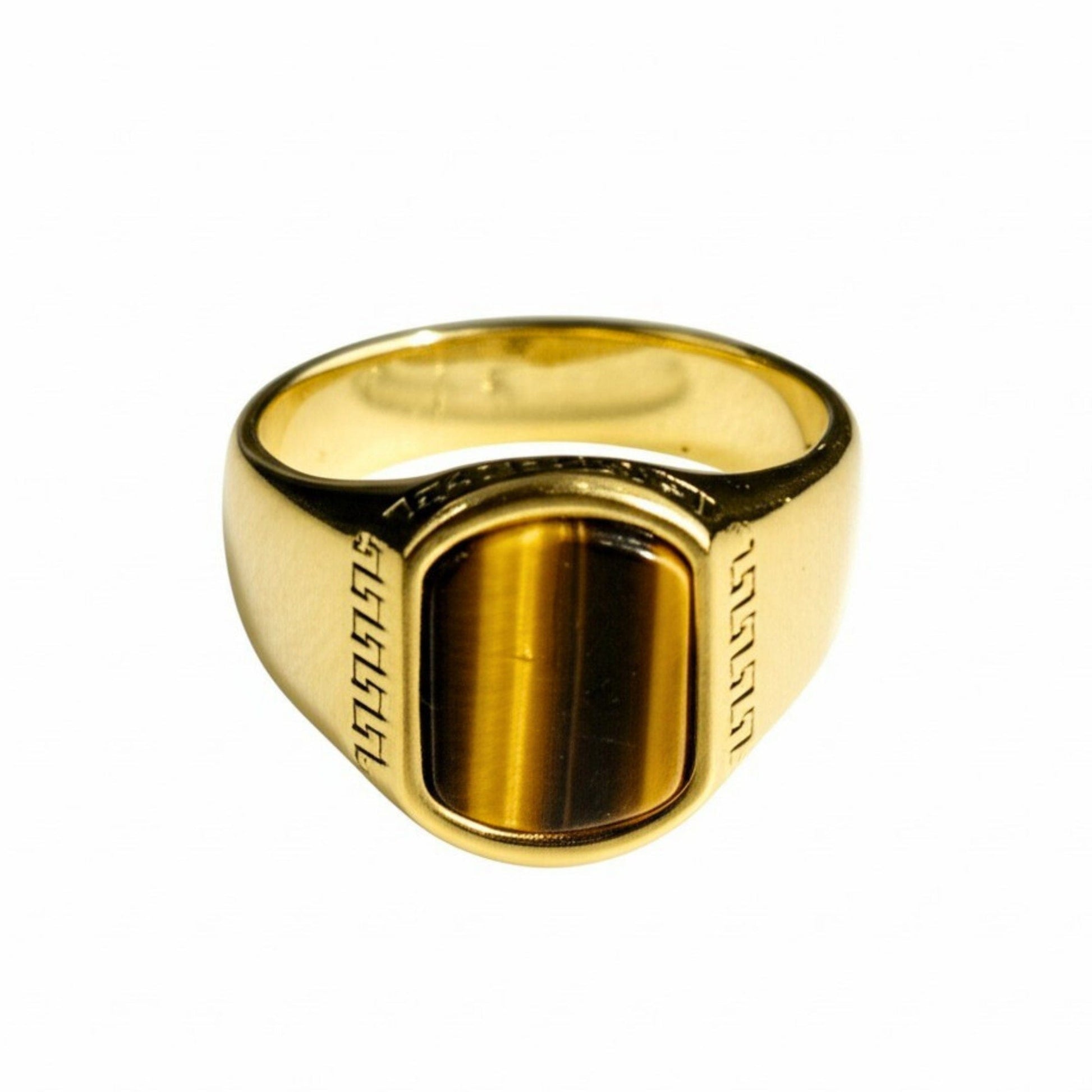 THE MEN THING Rings Royal Series - GOLDEN ODYSSEY RING - Pure Stainless Steel Men’s Gold-Plated Ring – Statement Luxury Jewelry (Size : 16-21-27)