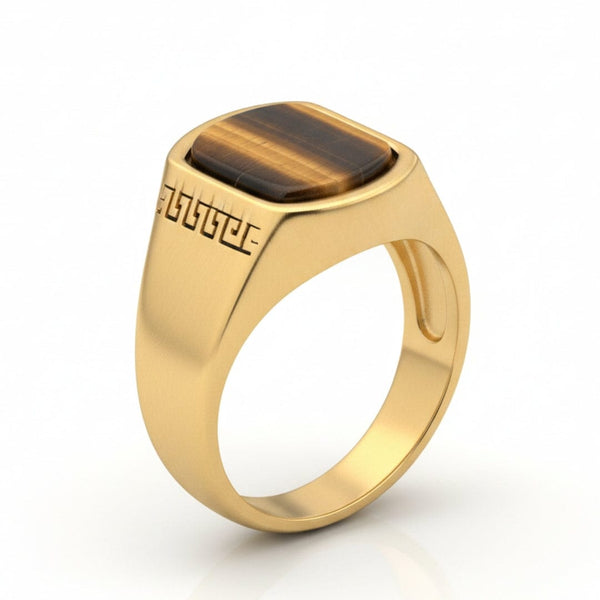 Royal Series - GOLDEN ODYSSEY RING - Pure Stainless Steel Men’s Gold-Plated Ring – Statement Luxury Jewelry (Size : 16-21-27)